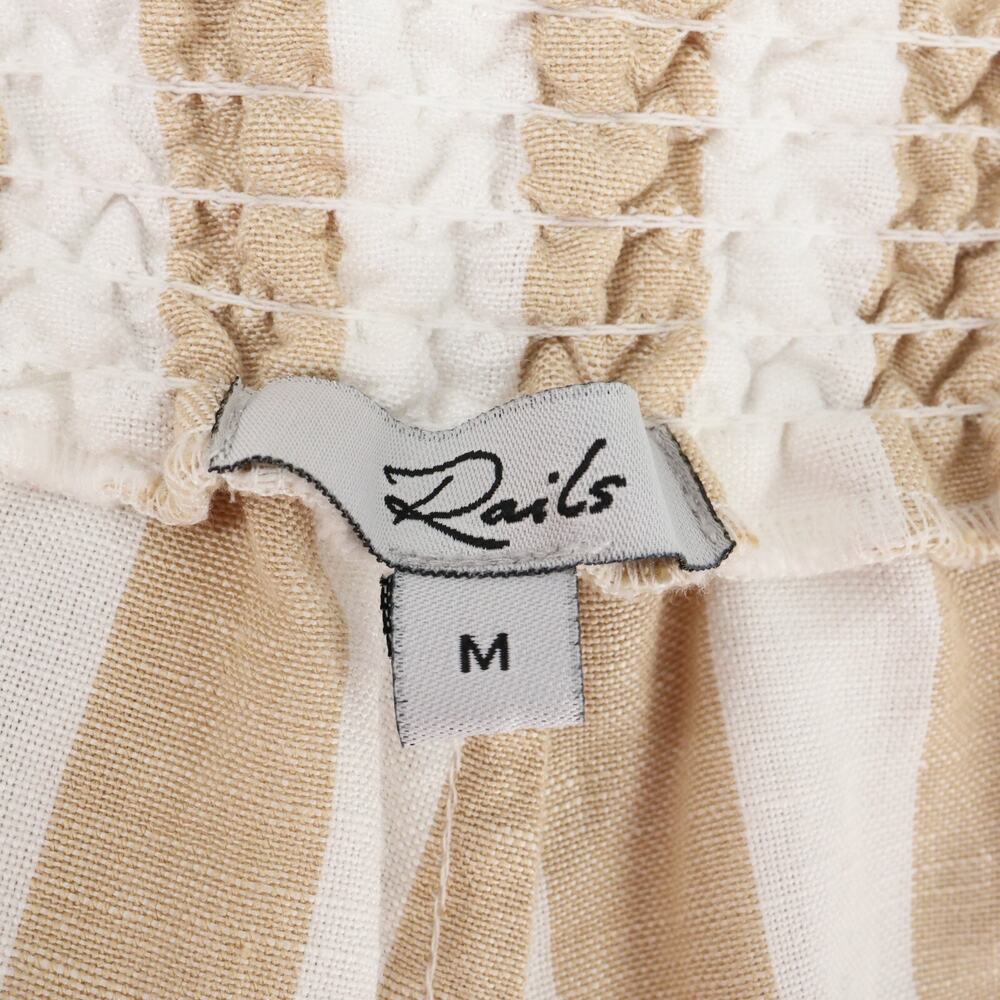 Rails Jumpsuit Womens Medium Beige Stripe Linen Blend Ankle Crop Teresa Coastal - Picture 3 of 14